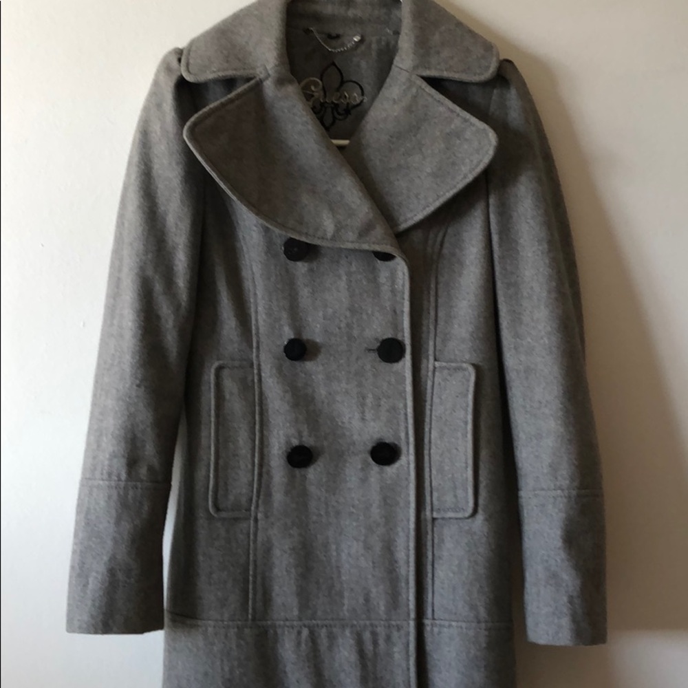 Guess brand heavy wool grey pea coat